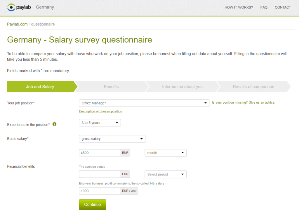 Germany - Salary survey questionnaire - Paylab.com